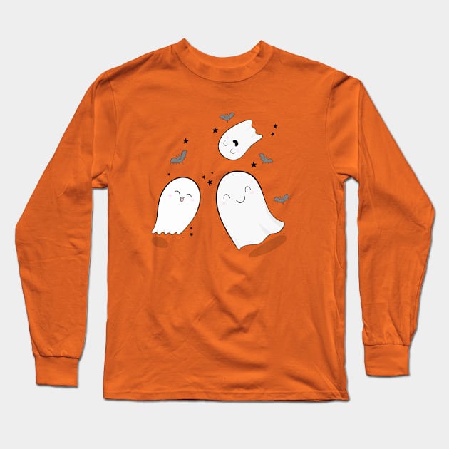 Cute Ghosts and Bats Long Sleeve T-Shirt by ShutterStudios